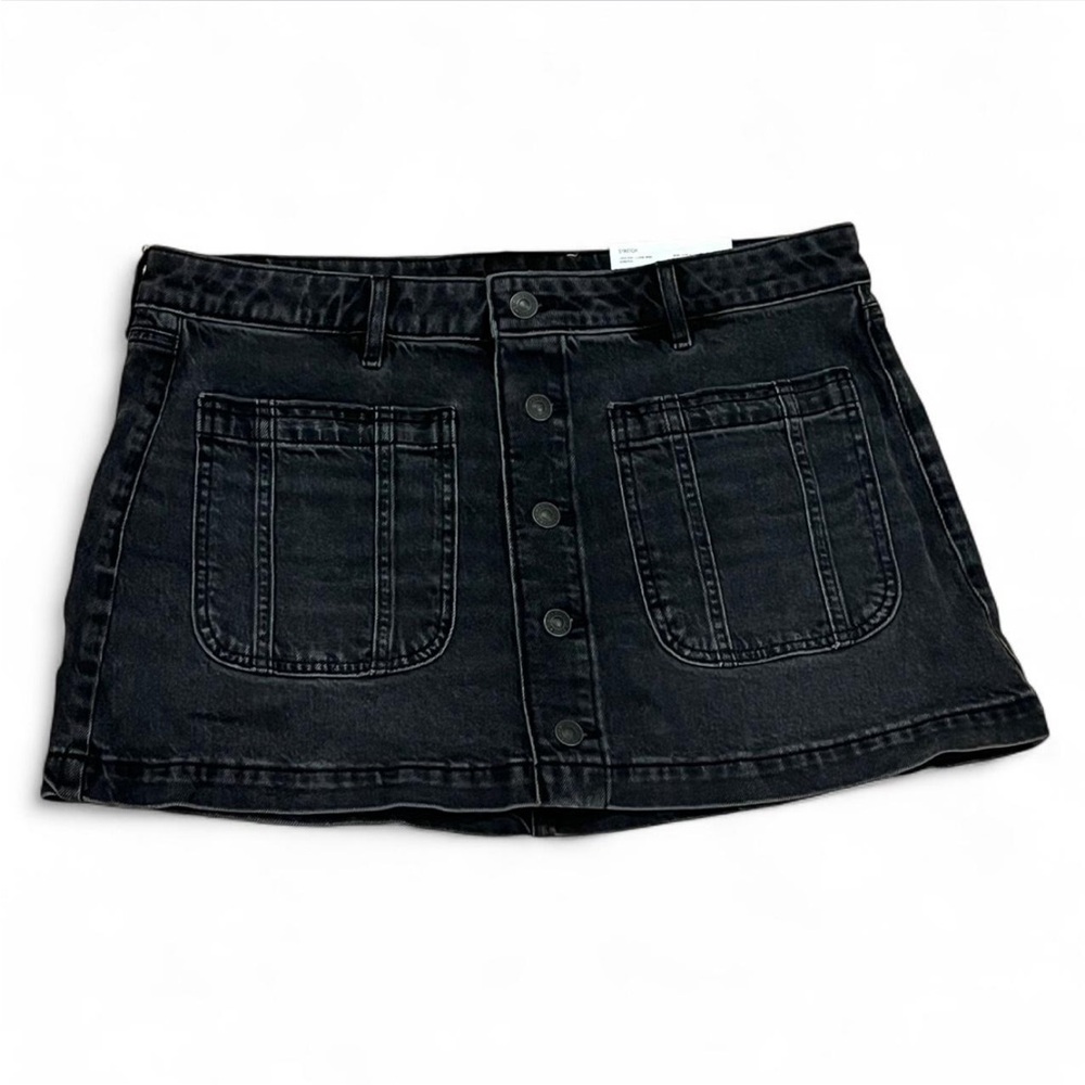 American‎ Eagle Outfitters Charcoal Low Rise A Line Mini Denim Stretch Skirt